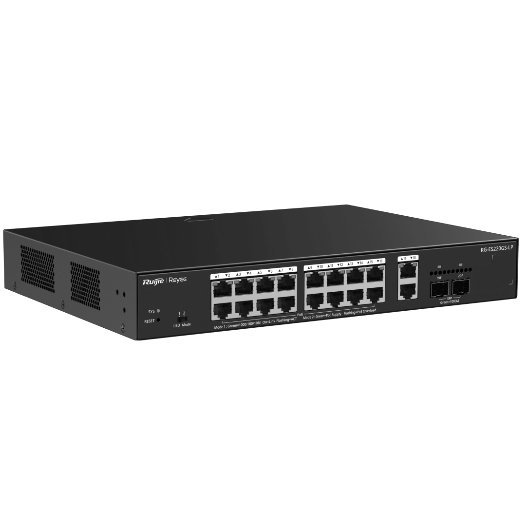 RG-ES220GS-LP, 20-Port Gigabit Smart Cloud Managed PoE Switch
