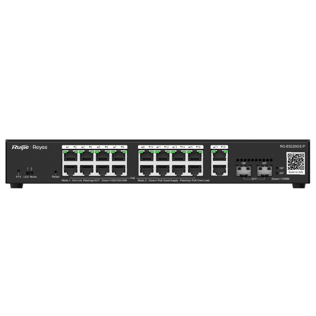 RG-ES220GS-P 20-Port Gigabit Smart Cloud Managed PoE Switch