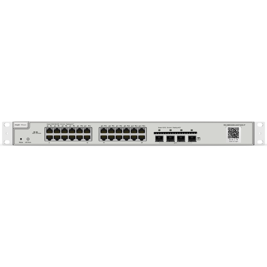 RG-NBS3200-24GT4XS-P, 24-Port Gigabit Layer 2+ Cloud Managed PoE Switch, 4 * 10G Uplink